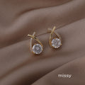 Romy Zircon Cross Drop Earrings [BK98ZK0C]