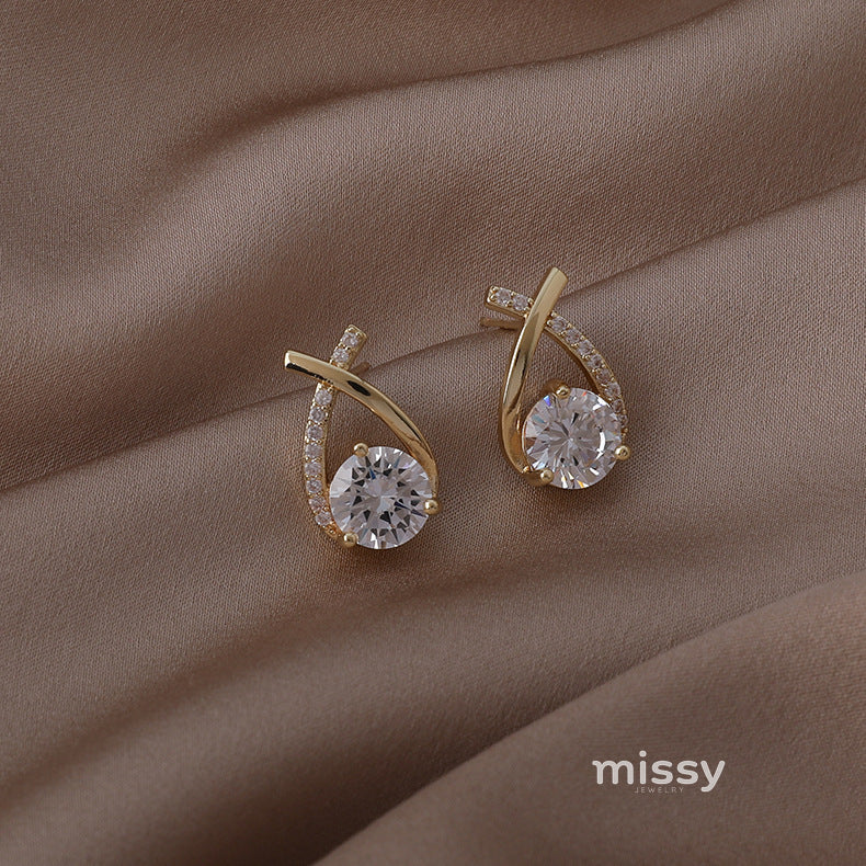 Romy Zircon Cross Drop Earrings [BK98ZK0C]