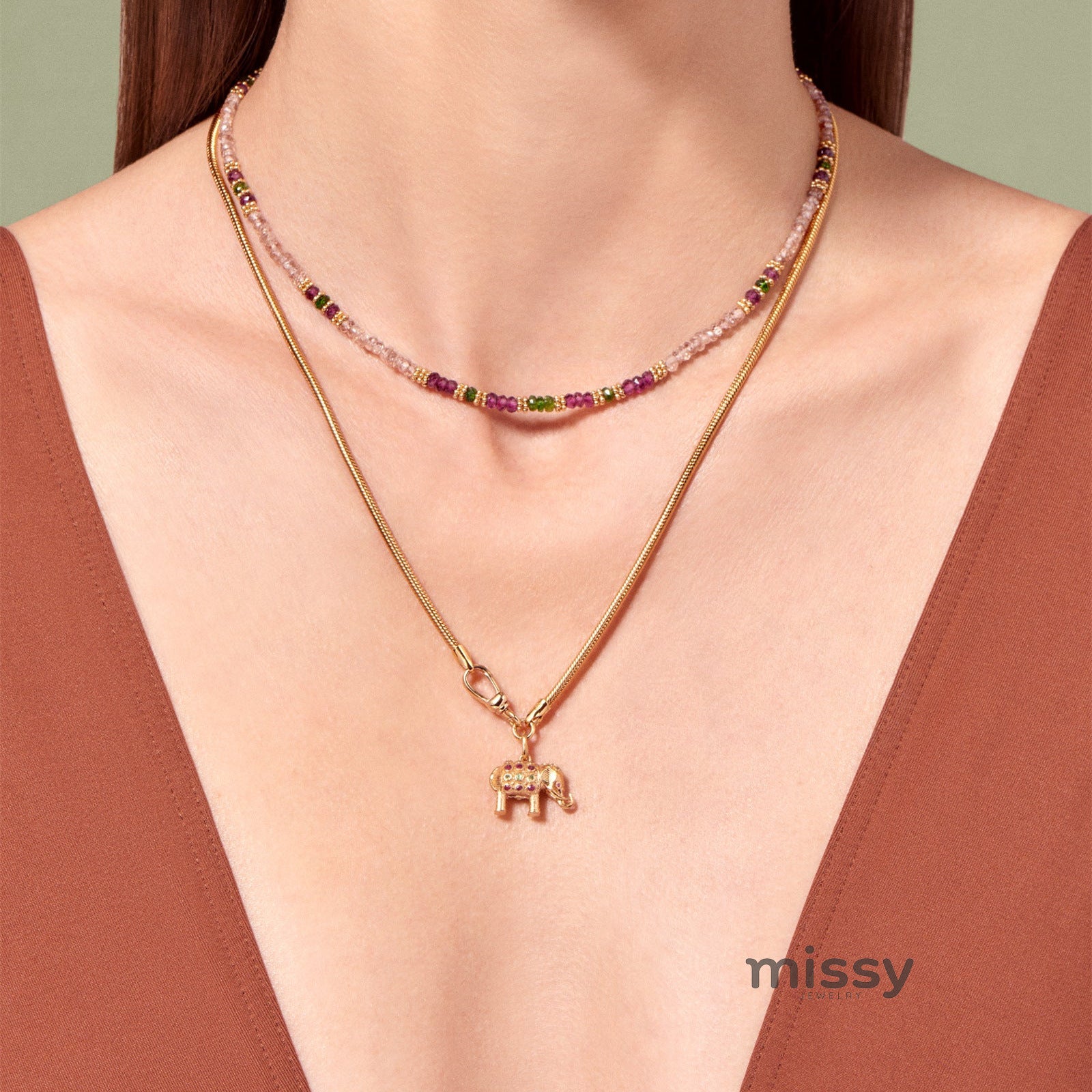 Ronni Beaded Charm Necklace [OZIDOEGW]