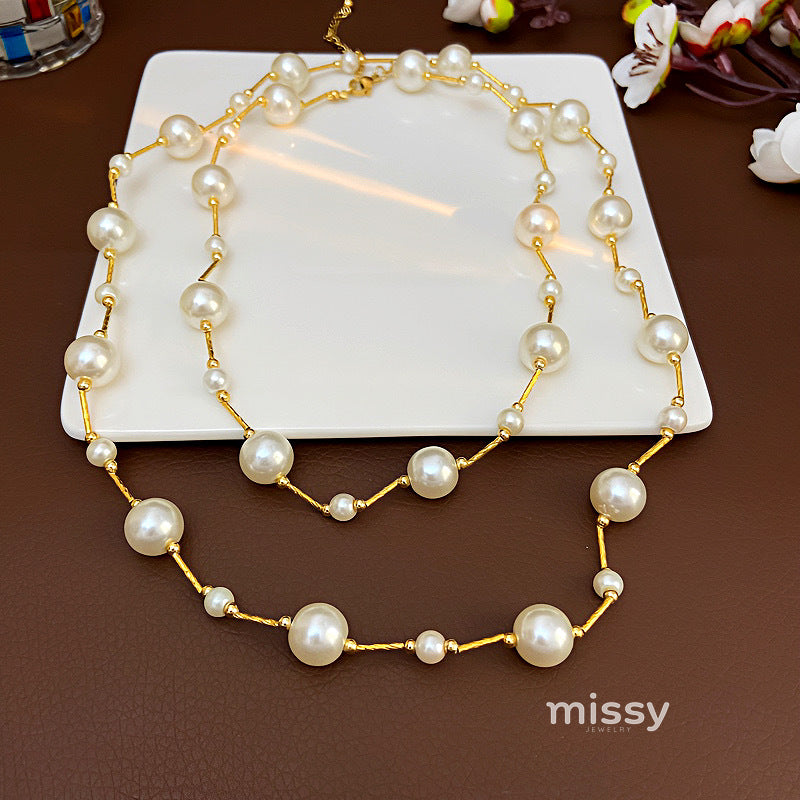 Rosaleen Pleated Pearl Necklace [B0J7YRNY]