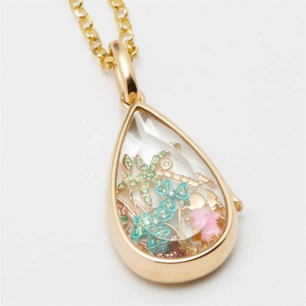 Rosaline Ocean Drop Locket Necklace [R2N2UZNO]
