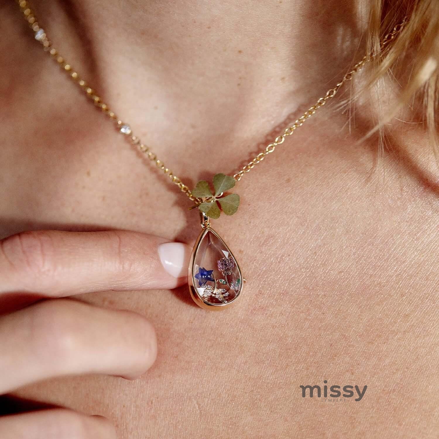Rosaline Ocean Drop Locket Necklace [1GB9CTL2]