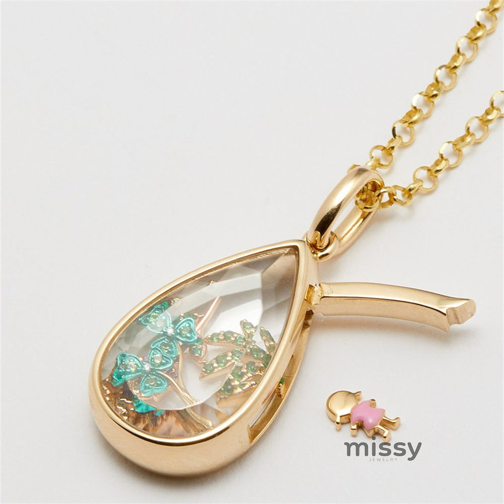 Rosaline Ocean Drop Locket Necklace [R2N2UZNO]