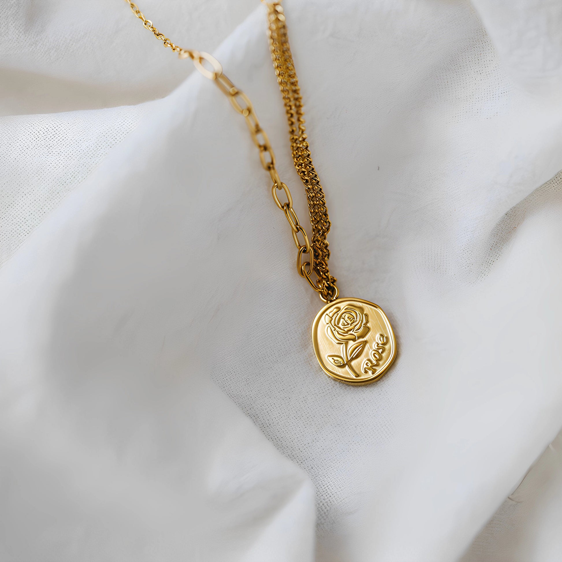 Rose Pendant Chain Necklace [M4S5SGYK]
