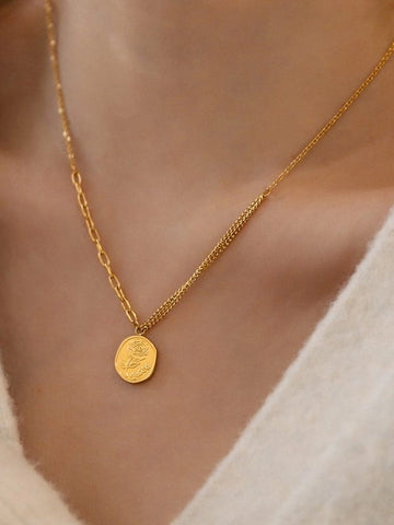 Rose Pendant Chain Necklace [E1MIRSEC]