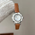 Round Floral Dial Faux Leather Watch [8PCMTBEG]