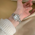 Round Floral Dial Faux Leather Watch [5IIPSK9C]