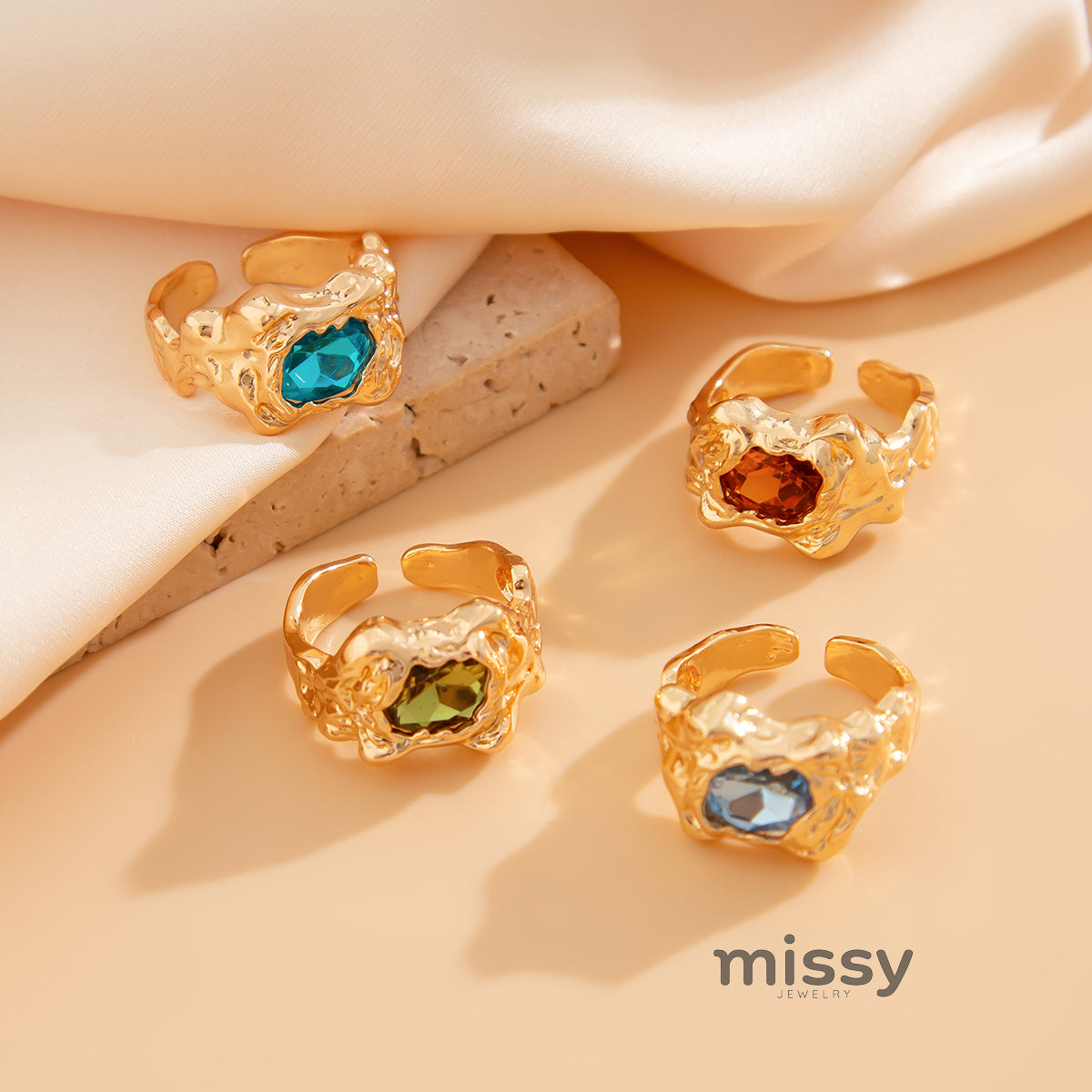 Rubie Gemstone Ring Set