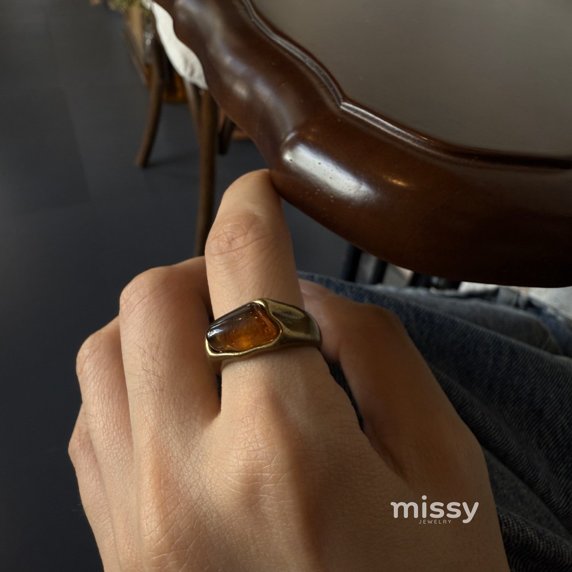 Rubie Wide Textured Ring [4R9JJBZG]