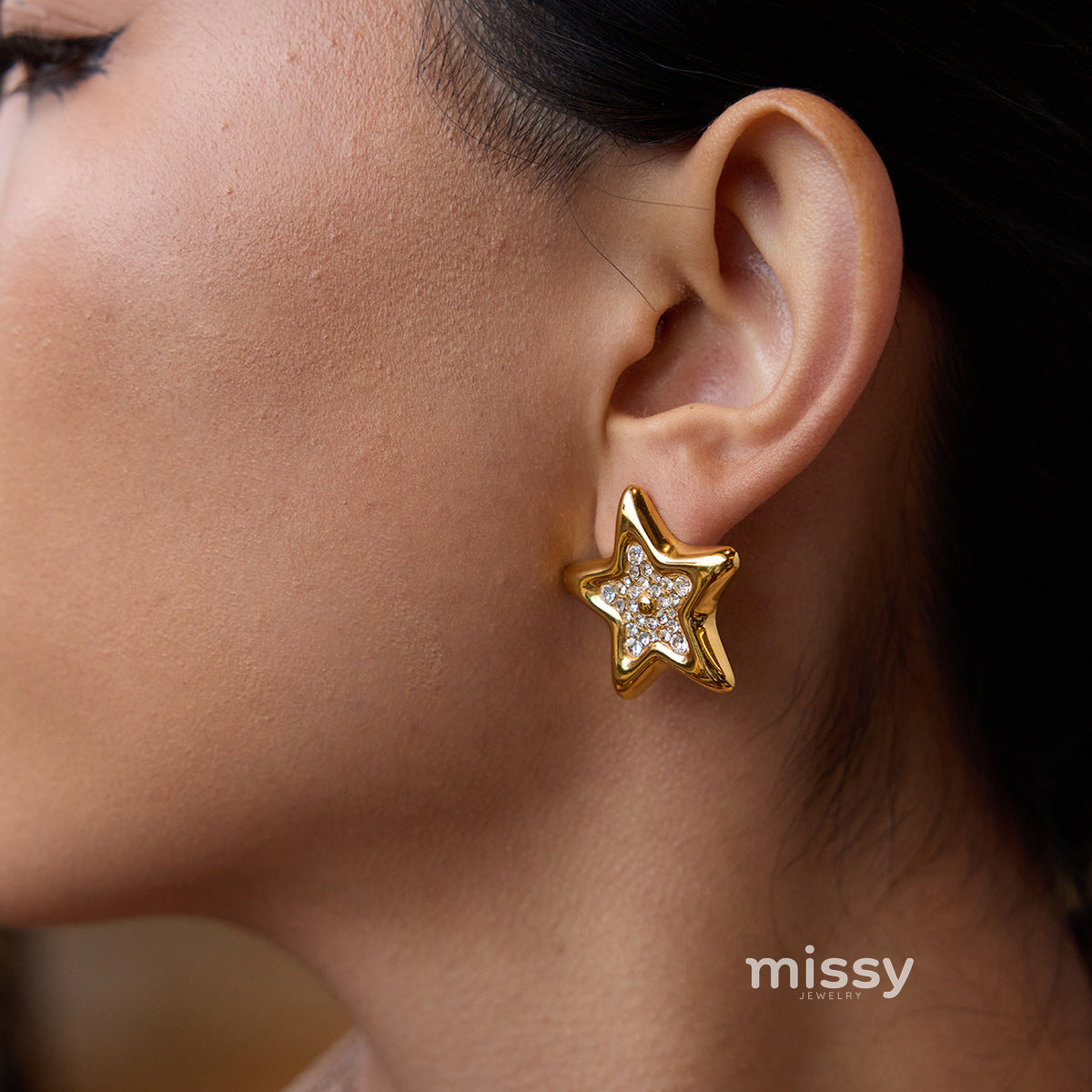 Sabrina Rhinestone Cross Hoop Earrings [HHAZM3XL]
