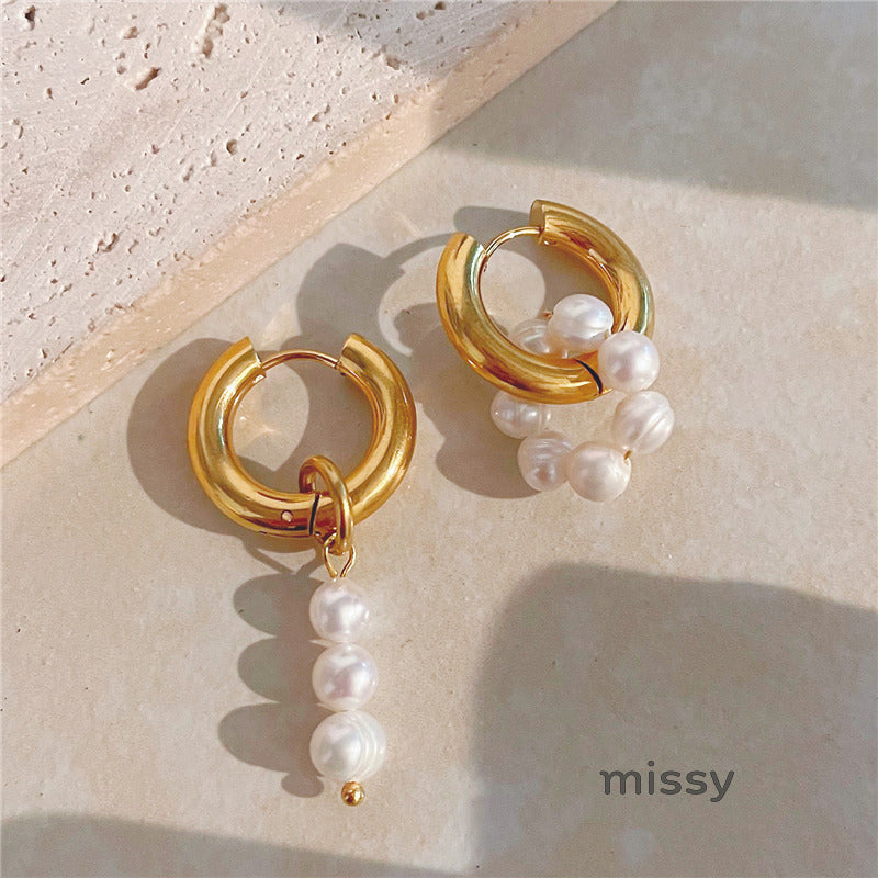 Saja Geometric Pearl Earrings [GOATX8WS]