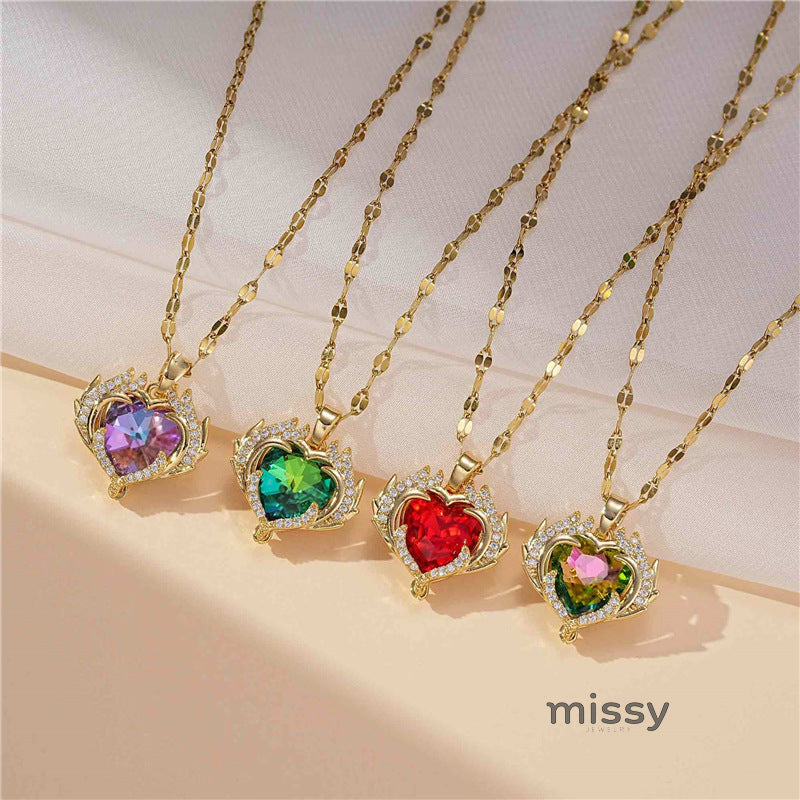 Sanvi Iridescent Heart Necklace [DOTJ9DJ2]