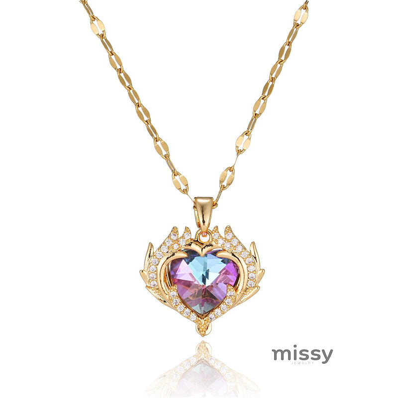 Sanvi Iridescent Heart Necklace [CZDVDHET]
