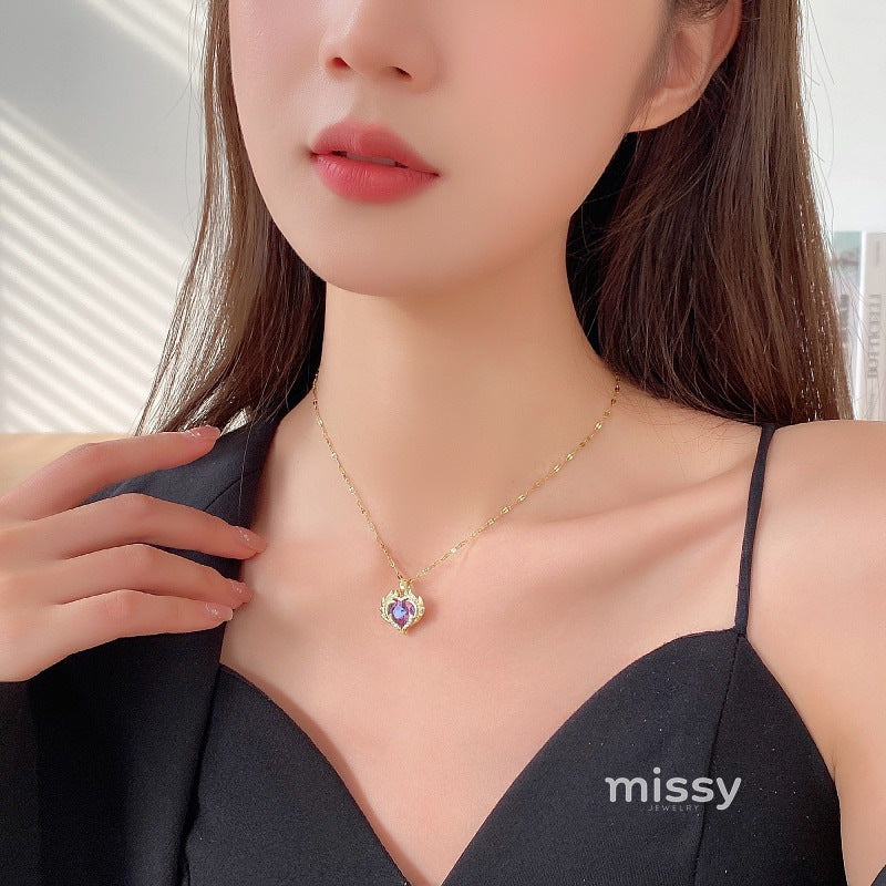 Sanvi Iridescent Heart Necklace [2U7PUNXM]