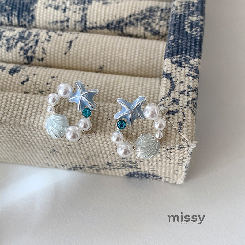Savanah Starfish Pearl Drop Earrings [SGF6ZSOB]