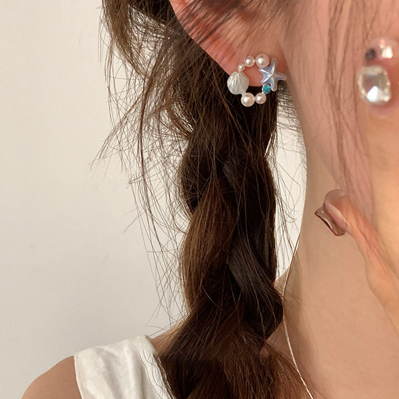 Savanah Starfish Pearl Drop Earrings [2O2EHOAB]