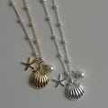 Seaside Shell and Pearl Pendant Necklace [KVE44PW4]