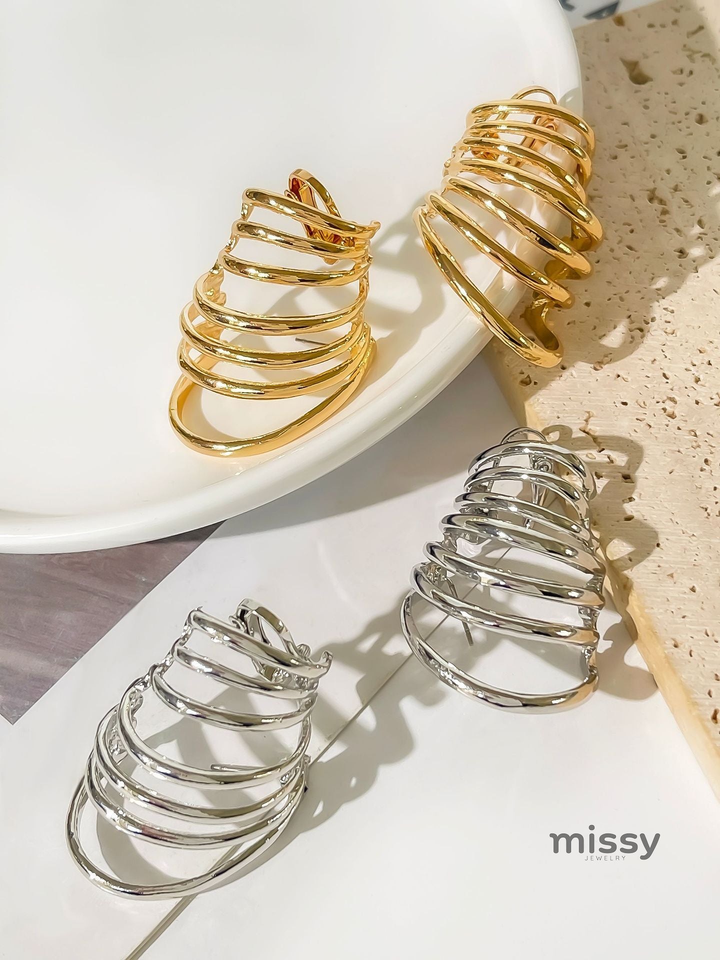 Seerat Geometric Layered Earrings [5F7FP5H9]