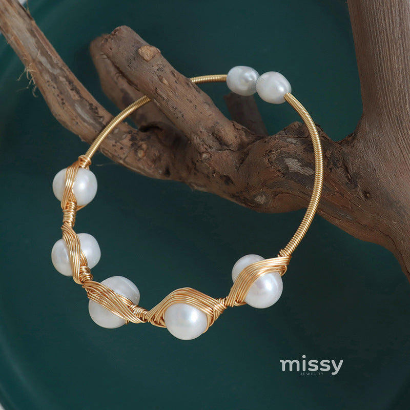 Serinity Brass Baroque Pearl Bracelet [QYMPQLTM]