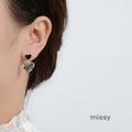 Shaindel Black Rhinestone Heart Earrings [V0UGELOW]
