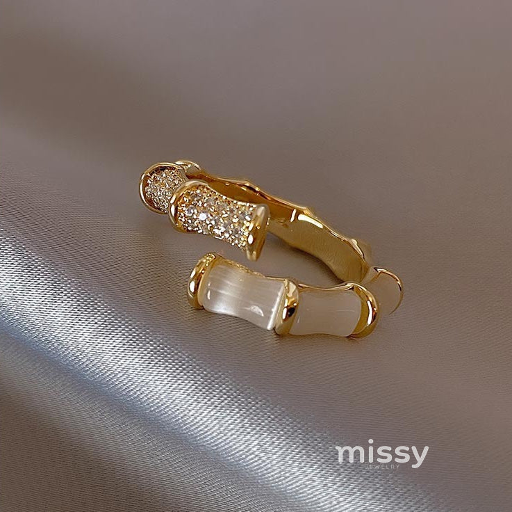 Shanell Gold Bamboo Diamond Ring