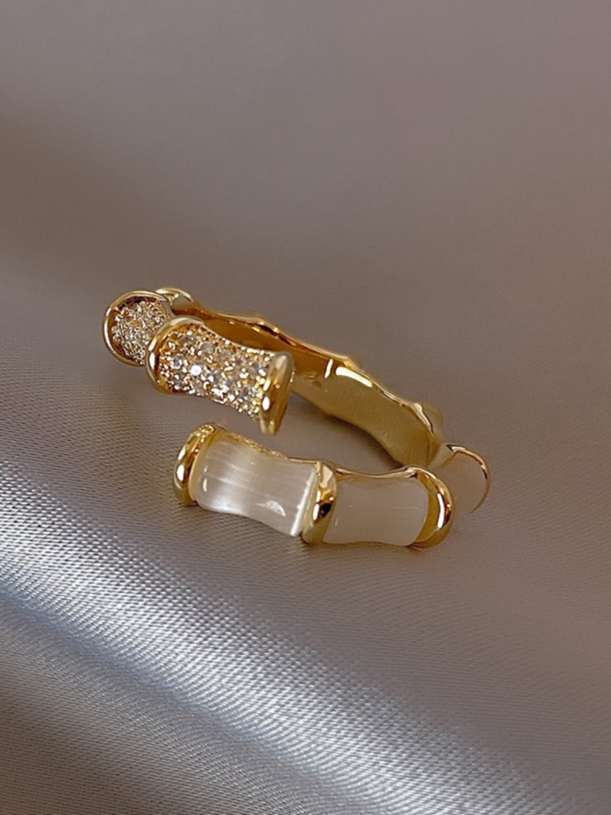 Shanell Gold Bamboo Diamond Ring