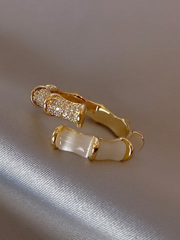 Shanell Gold Bamboo Diamond Ring