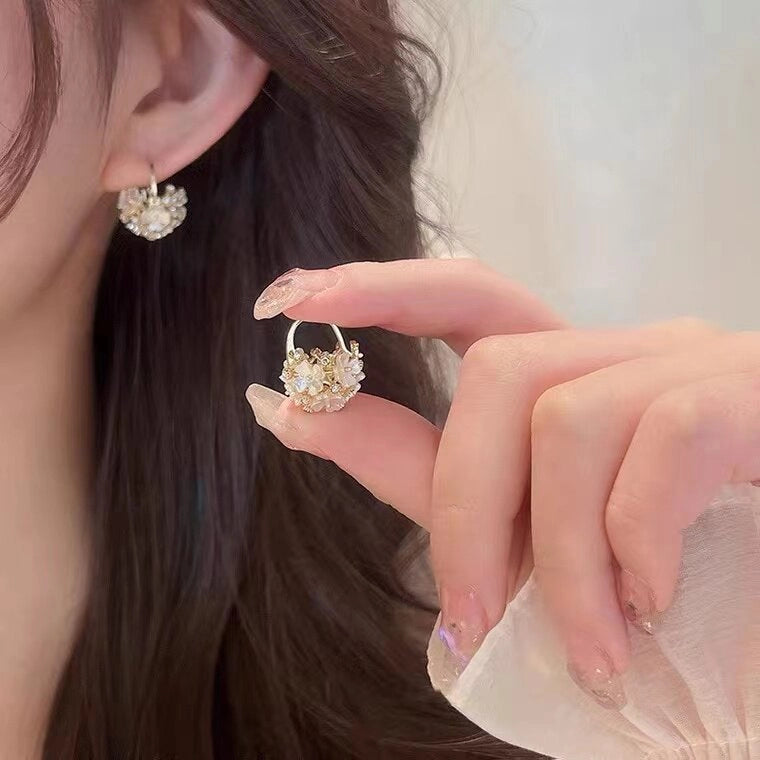Shell Flower Basket Earrings [JGOS0IML]