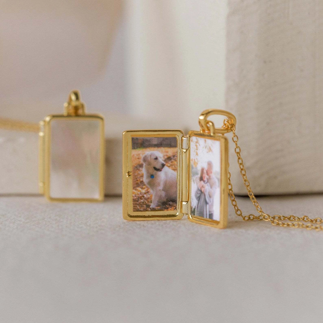 Shell Inlay Locket Pendant Necklace [RCEETJN7]