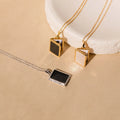 Shell Inlay Locket Pendant Necklace [ODLWF05W]