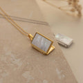 Shell Inlay Locket Pendant Necklace [QJMK8XMF]