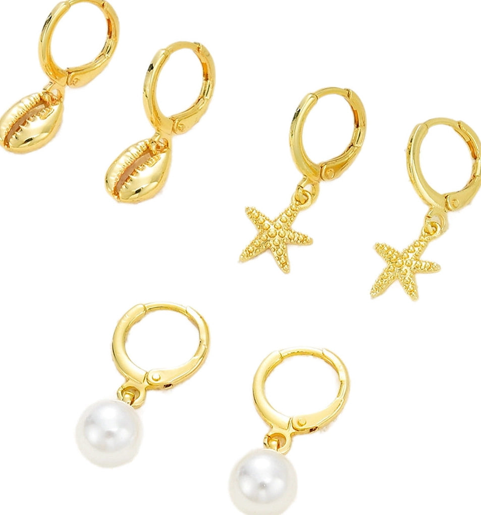 Shell Pearl Earring Set [TSE8RZNQ]