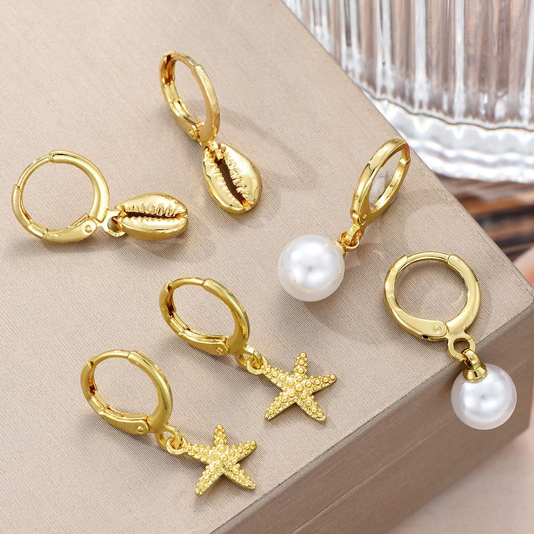 Shell Pearl Earring Set [Y8XF3X9I]