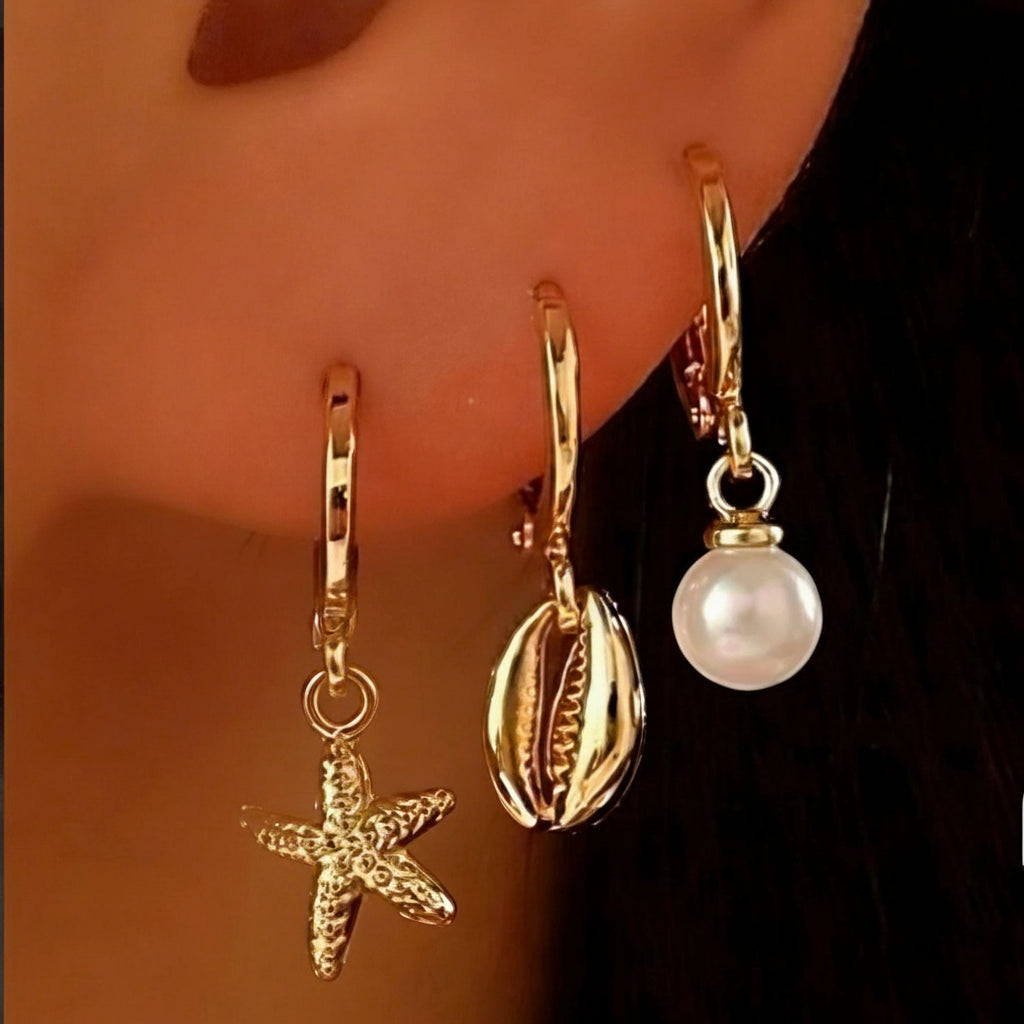 Shell Pearl Earring Set