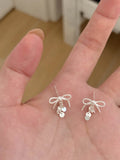 Silver Sparkling Bowknot Earrings [OXFHQHWP]