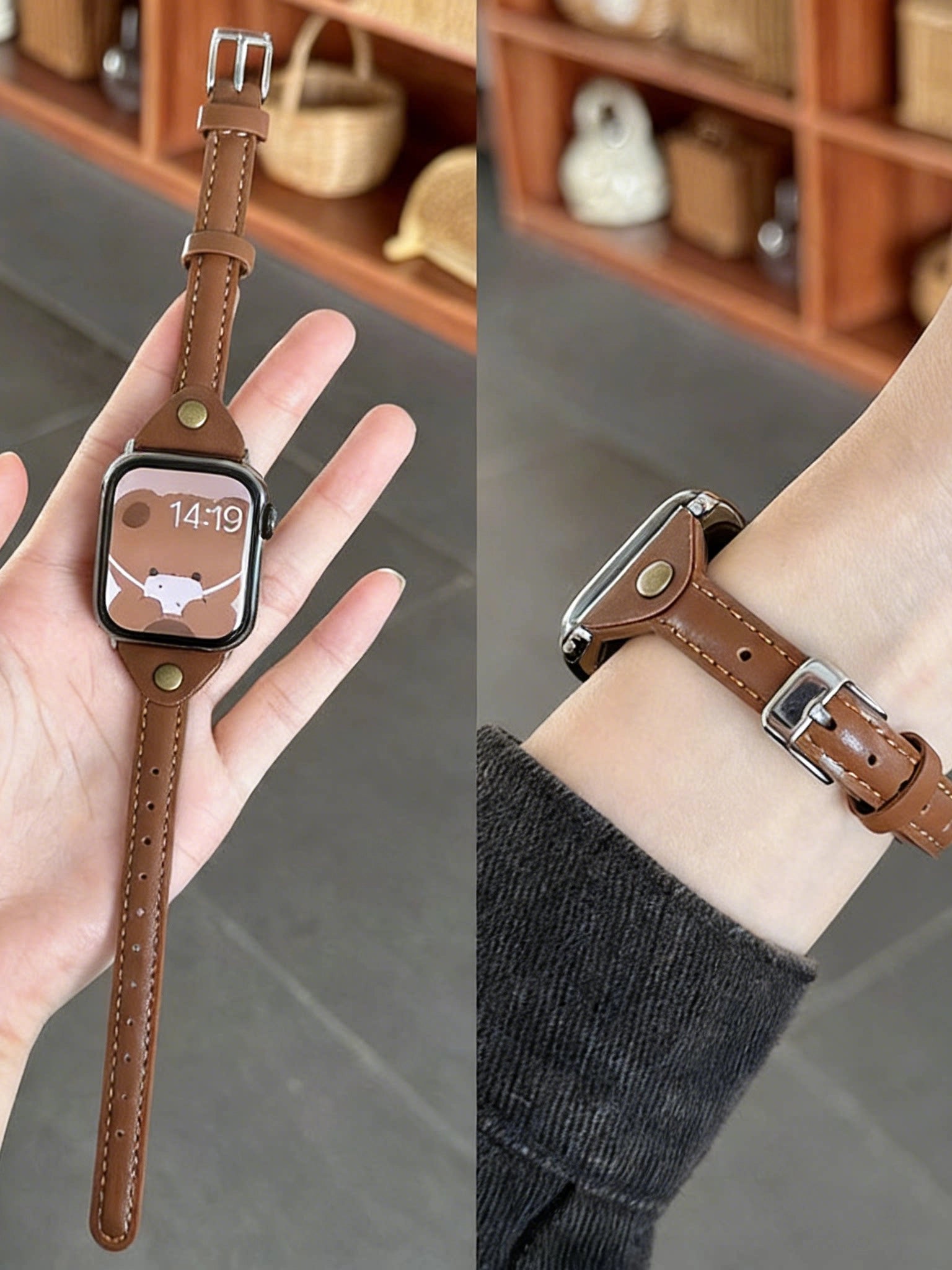 Slim Leather Apple Watch Band [TNAA6WCB]