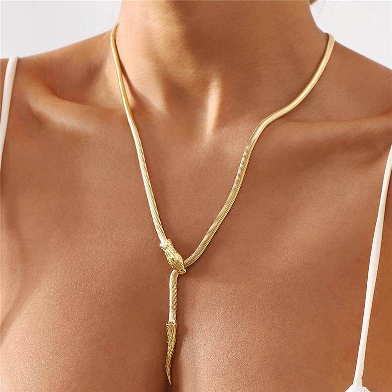 Snake Bone Chain Necklace [UQX05KCL]