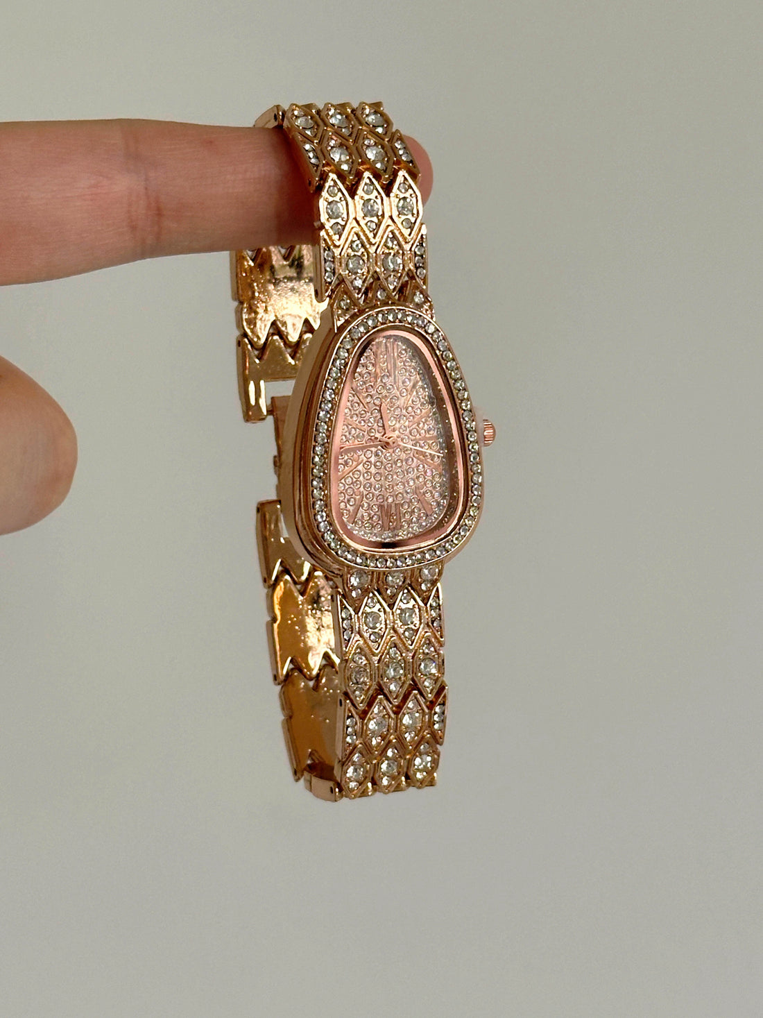 Snake-Shaped Diamond-Encrusted Elegant Wristwatch [2UD84RYZ]