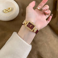 Square Case Leather Strap Watch [I58CRS5X]