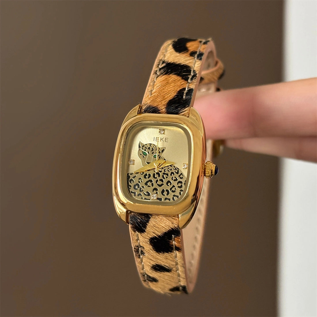 Square Leopard Print Watch [N602SYK2]