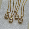 Square Zircon Pendant Necklace [N6YR599O]