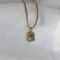 Square Zircon Pendant Necklace [ZHGLUKT4]