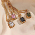 Square Zircon Pendant Necklace [PE1HEORS]