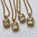 Square Zircon Pendant Necklace [XQATC10K]