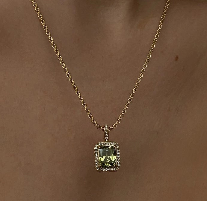 Square Zircon Pendant Necklace [C1Y3VA4A]