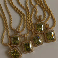 Square Zircon Pendant Necklace [ZSWBGPFO]