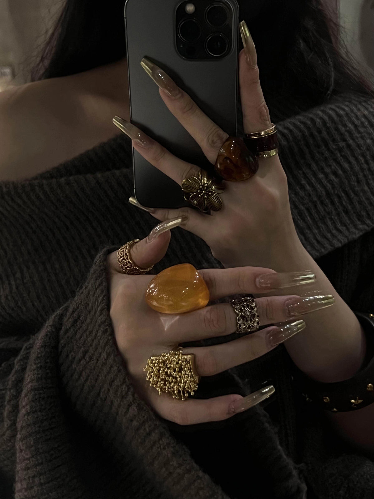 Stacked Amber Resin Ring [MGEDAHET]