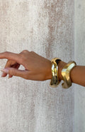 Missy Jewelry Stacy Sculptural Gold Bracelet Set