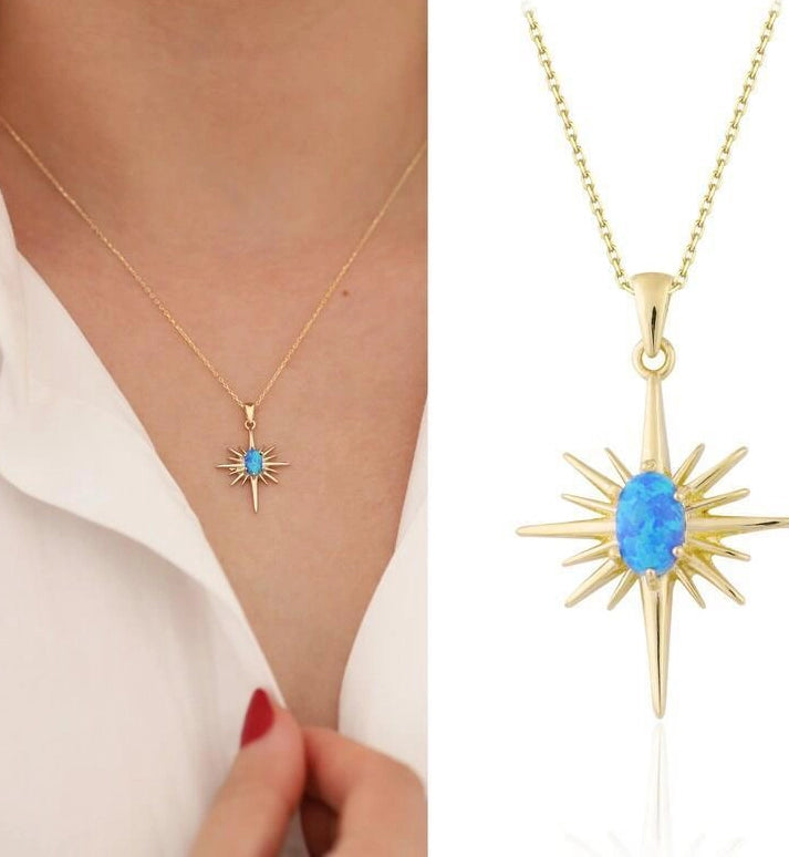 Star Pendant Natural Stone Necklace [85IR29BX]