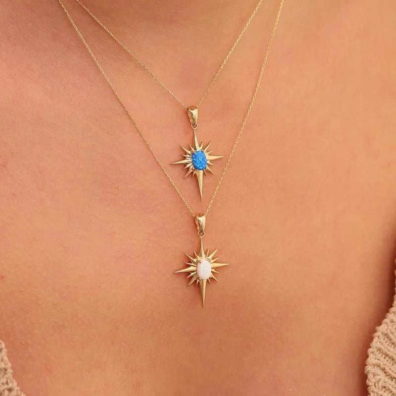 Star Pendant Natural Stone Necklace [GILBSQCD]